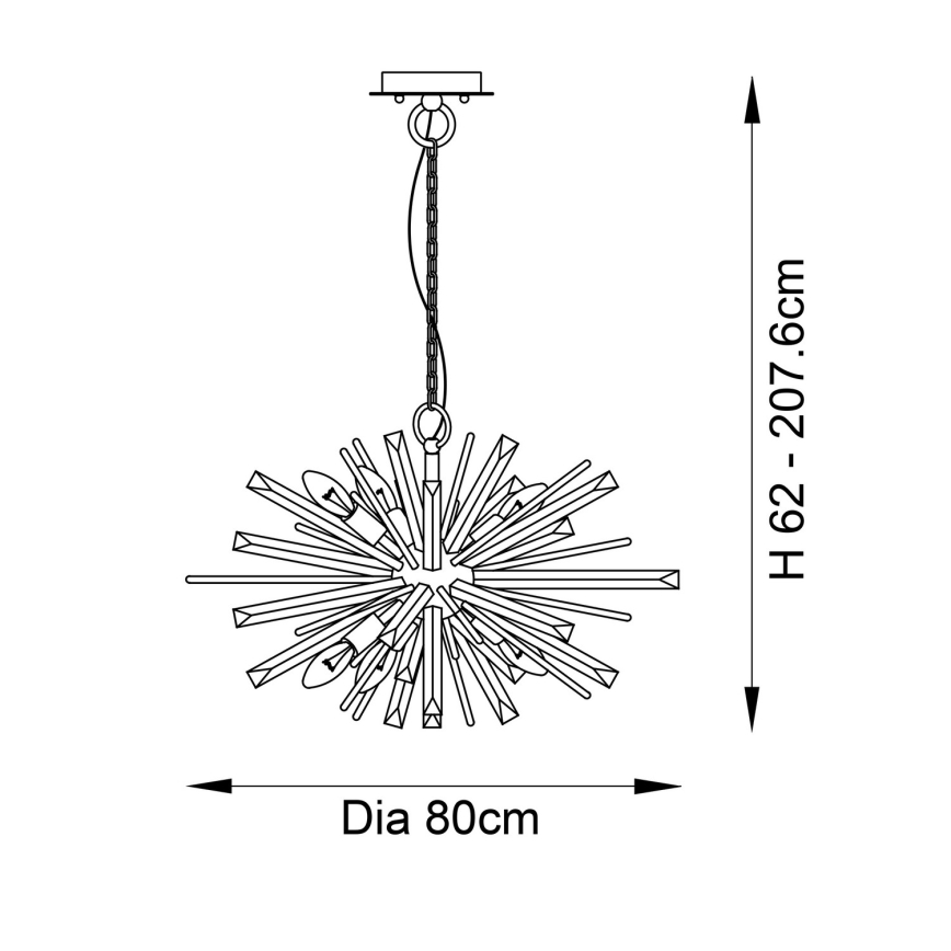 Endon 81935 - Lampadario a catena 8xE14/40W/230V, finitura dorata