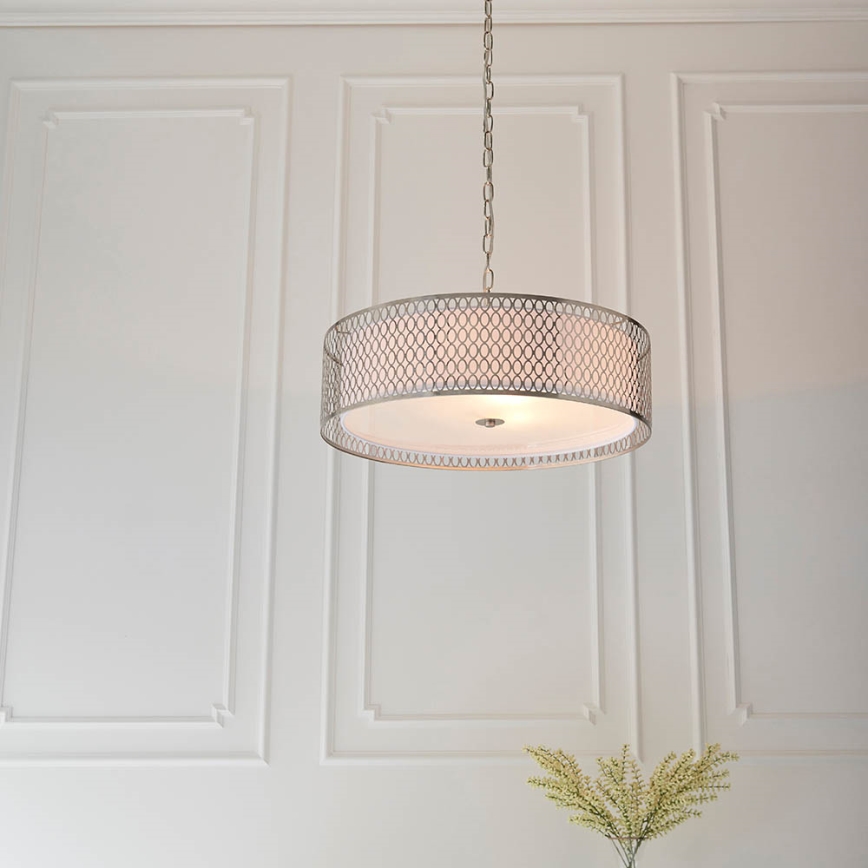Endon 81969 - Lampadario a sospensione con catena CORDERO 3xE27/10W/230V cromo opaco