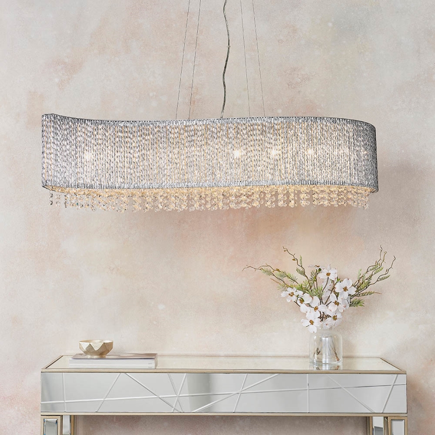Endon 81979 - Lampadario in cristallo GALINA a sospensione con cavo 8xG9/25W/230V, cromo lucido