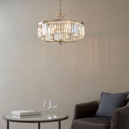 Endon 90263 - Lampadario a sospensione con catena CHESTERFIELD 6xE14/6W/230V Ø 55 cm cromo lucido