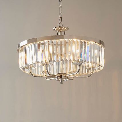 Endon 90263 - Lampadario a sospensione con catena CHESTERFIELD 6xE14/6W/230V Ø 55 cm cromo lucido