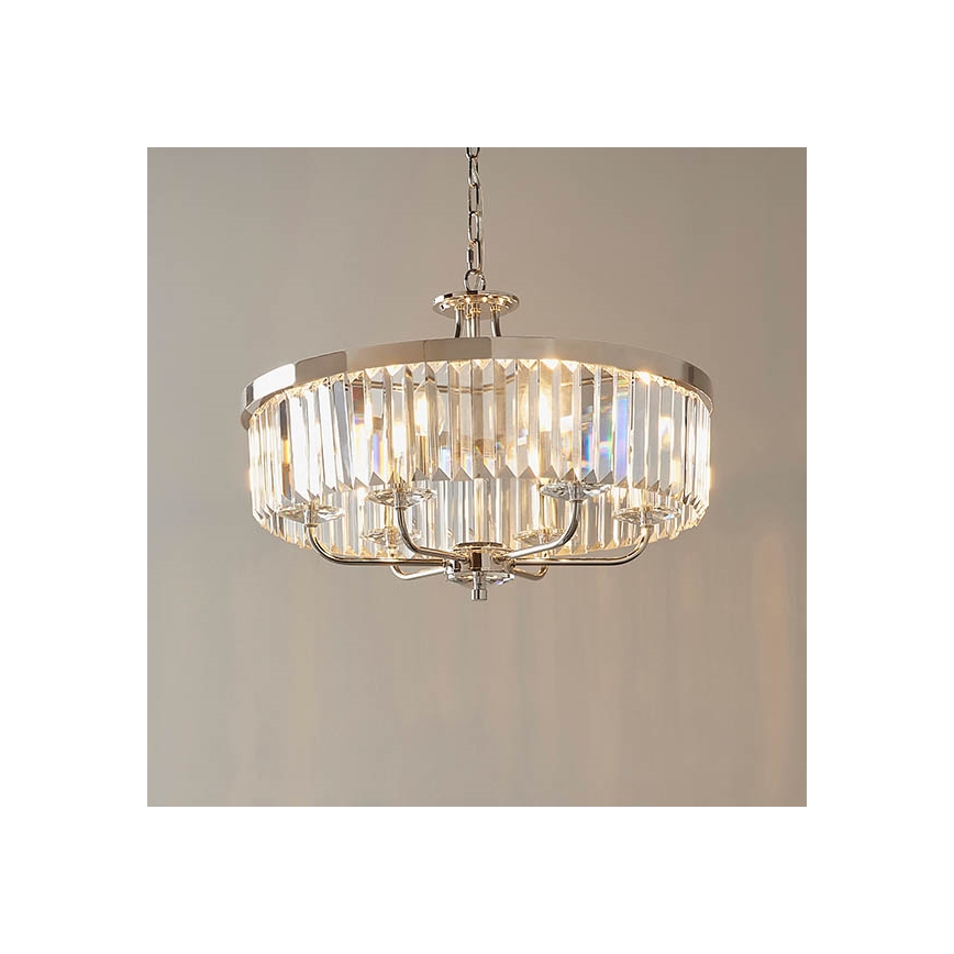 Endon 90263 - Lampadario a sospensione con catena CHESTERFIELD 6xE14/6W/230V Ø 55 cm cromo lucido