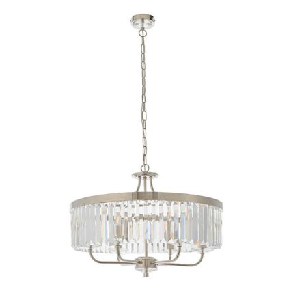 Endon 90263 - Lampadario a sospensione con catena CHESTERFIELD 6xE14/6W/230V Ø 55 cm cromo lucido