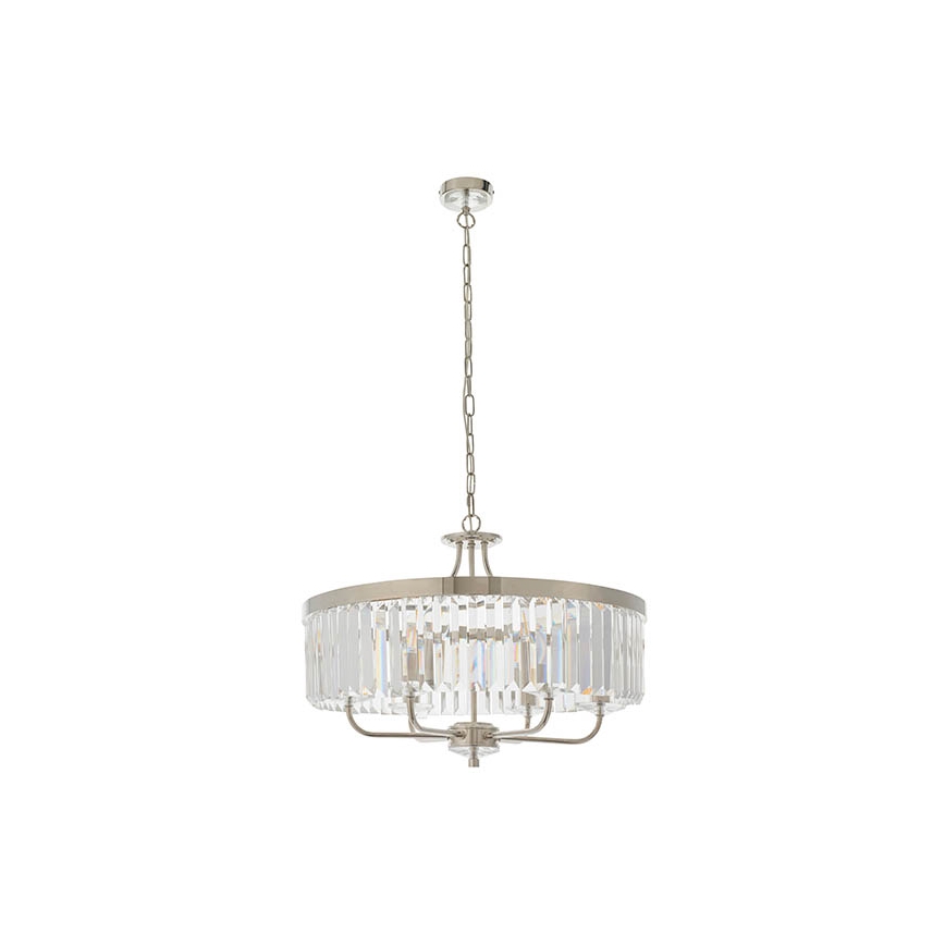 Endon 90263 - Lampadario a sospensione con catena CHESTERFIELD 6xE14/6W/230V Ø 55 cm cromo lucido
