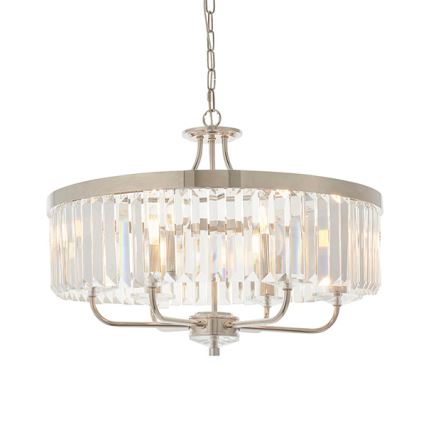 Endon 90263 - Lampadario a sospensione con catena CHESTERFIELD 6xE14/6W/230V Ø 55 cm cromo lucido