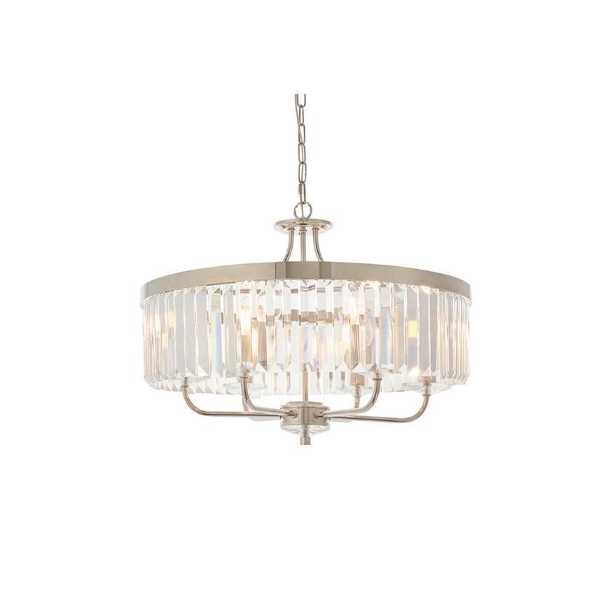 Endon 90263 - Lampadario a sospensione con catena CHESTERFIELD 6xE14/6W/230V Ø 55 cm cromo lucido