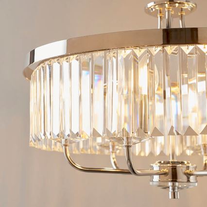 Endon 90263 - Lampadario a sospensione con catena CHESTERFIELD 6xE14/6W/230V Ø 55 cm cromo lucido