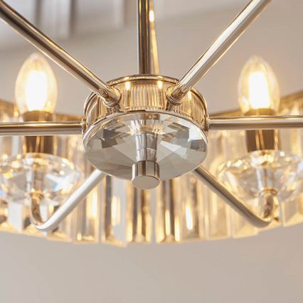 Endon 90263 - Lampadario a sospensione con catena CHESTERFIELD 6xE14/6W/230V Ø 55 cm cromo lucido