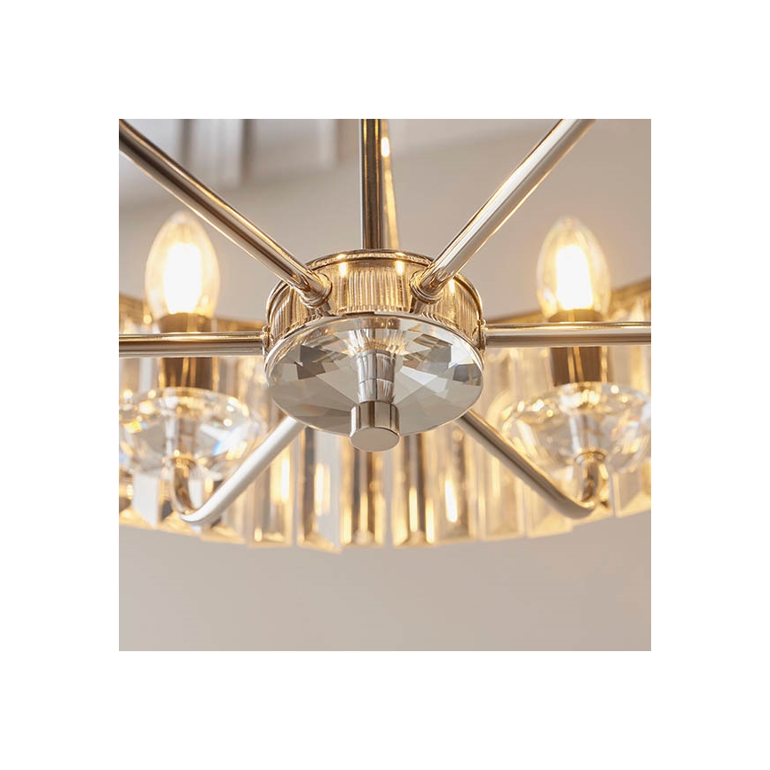 Endon 90263 - Lampadario a sospensione con catena CHESTERFIELD 6xE14/6W/230V Ø 55 cm cromo lucido