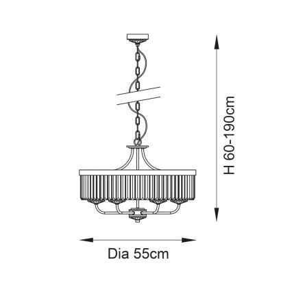 Endon 90263 - Lampadario a sospensione con catena CHESTERFIELD 6xE14/6W/230V Ø 55 cm cromo lucido