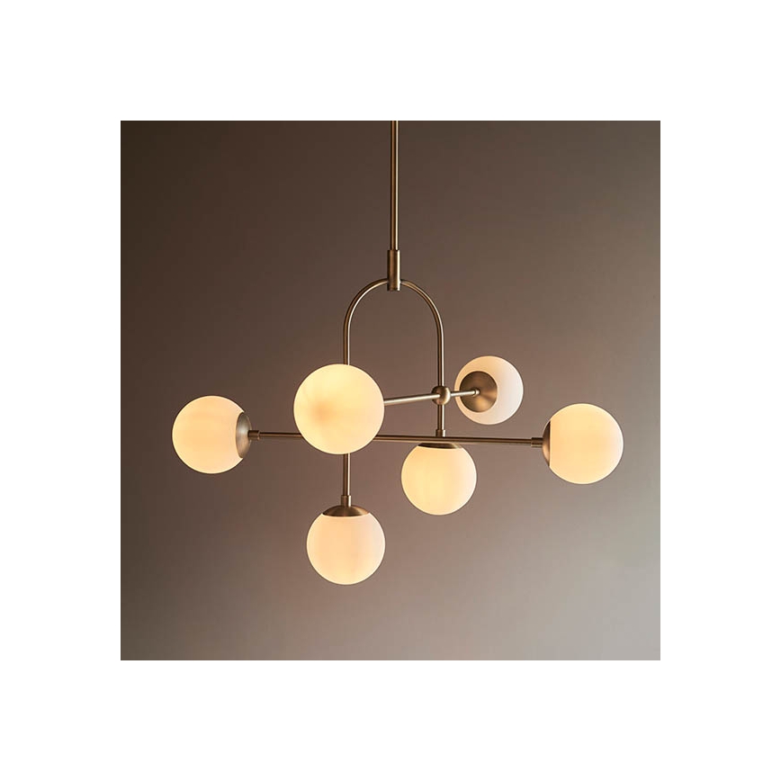 Endon 90842 - Lampadario a stelo 6xE14/7W/230V ottone/bianco