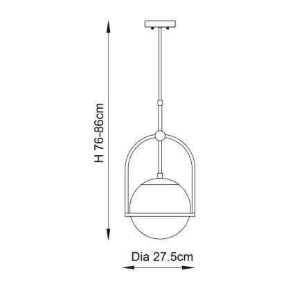 Endon 90844 - Lampadario su asta ONTARIO 1xE27/10W/230V ottone