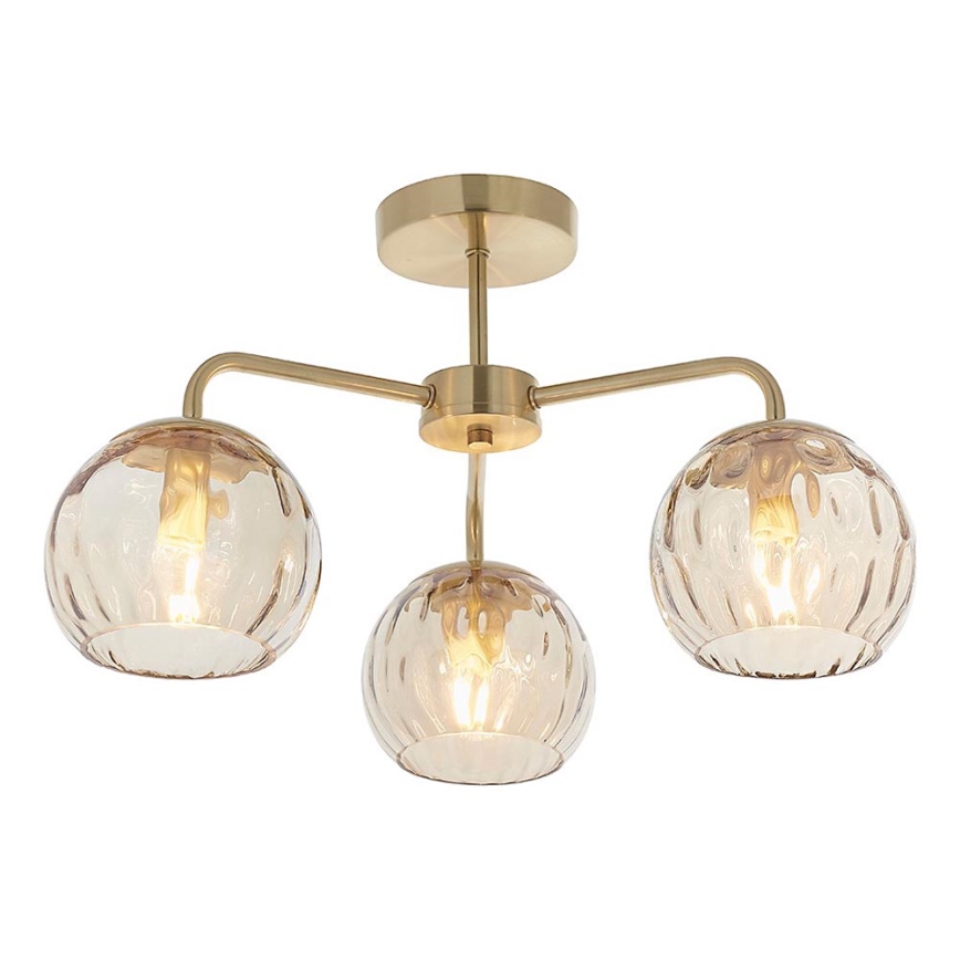 Endon 91968 - Lampadario a plafone DIMPLE 3xE14/25W/230V dorato/beige fumé