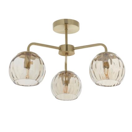 Endon 91968 - Lampadario a plafone DIMPLE 3xE14/25W/230V dorato/beige fumé