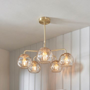 Endon 91969 - Lampadario a stelo DIMPLE 5xE14/25W/230V dorato