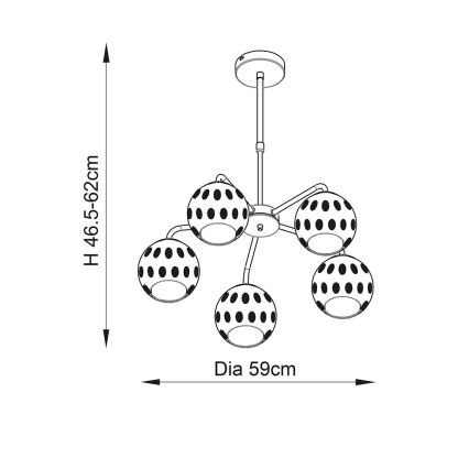 Endon 91969 - Lampadario a stelo DIMPLE 5xE14/25W/230V dorato