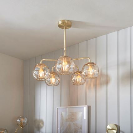 Endon 91969 - Lampadario a stelo DIMPLE 5xE14/7W/230V dorato