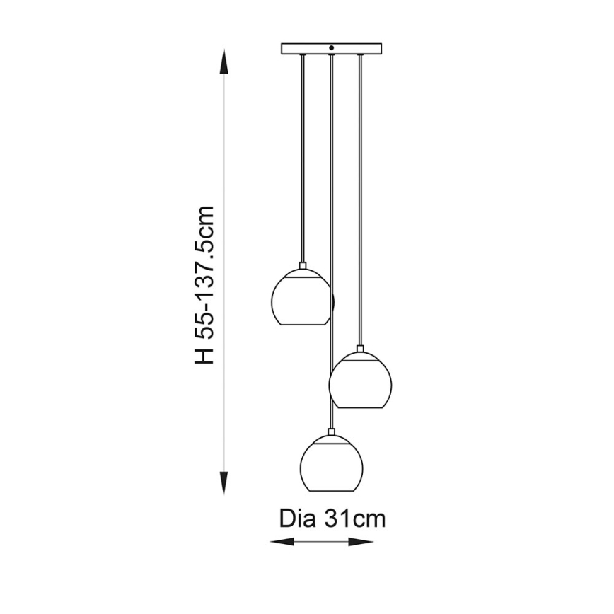 Endon 91971 - Lampadario a cavo DIMPLE 3xE14/25W/230V dorato/beige fumé