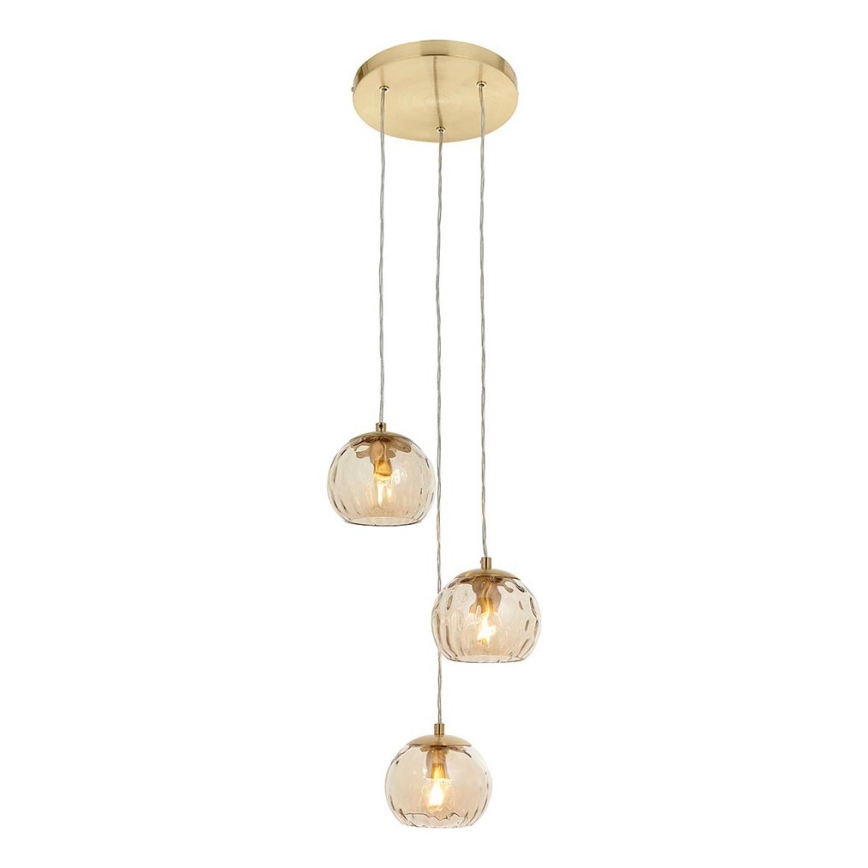 Endon 91971 - Lampadario a cavo DIMPLE 3xE14/7W/230V dorato/beige fumé