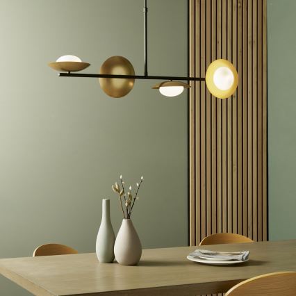 Endon 92036 - Lampadario a sospensione RUFFLE su cavo 4xG9/3W/230V ottone/nero