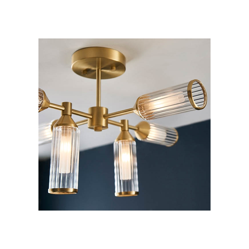 Endon 92213 - Lampadario su asta TOUR 6xG9/3W/230V ottone
