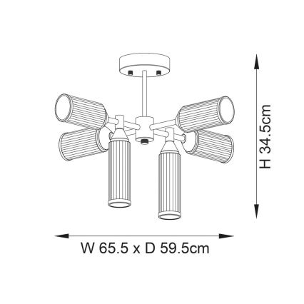 Endon 92213 - Lampadario su asta TOUR 6xG9/3W/230V ottone