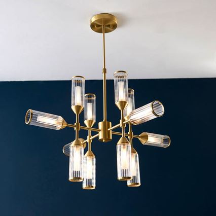 Endon 92214 - Lampadario a stelo TOUR 12xG9/3W/230V ottone