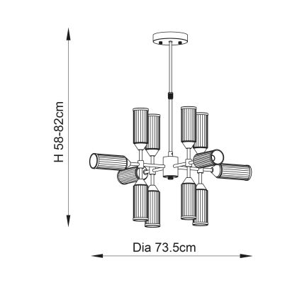 Endon 92214 - Lampadario a stelo TOUR 12xG9/3W/230V ottone