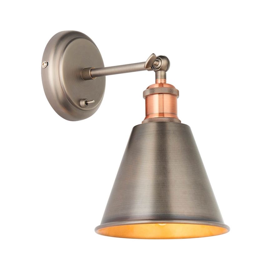 Endon 92866 - Faretto da parete HAL 1xE27/10W/230V cromo opaco/ramato