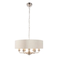Endon 94357 - Lampadario a catena HIGHCLERE 6xE14/40W/230V Ø 55 cm beige/cromo opaco