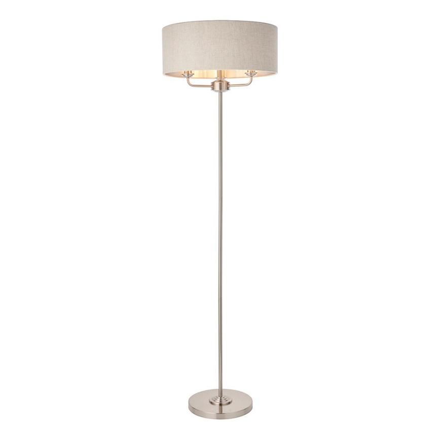 Endon 94359 - Lampada con piedistallo HIGHCLERE 3xE14/40W/230V beige/cromo lucido diametro 47 cm