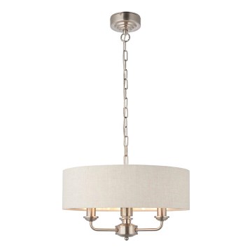 Endon 94361 - Lampadario a sospensione con catena HIGHCLERE 3xE14/40W/230V beige/cromo opaco