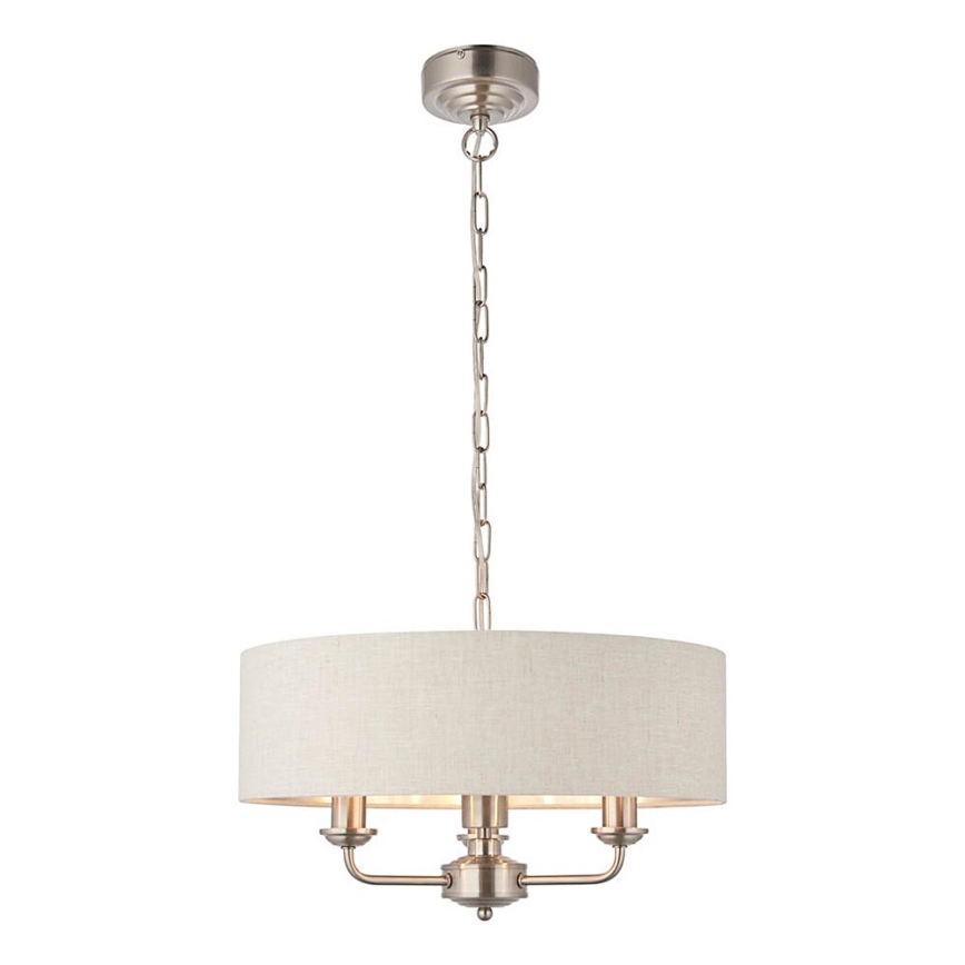 Endon 94361 - Lampadario a sospensione con catena HIGHCLERE 3xE14/40W/230V beige/cromo opaco