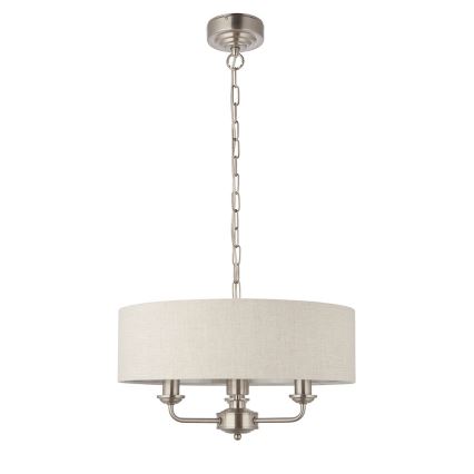 Endon 94361 - Lampadario a sospensione con catena HIGHCLERE 3xE14/40W/230V beige/cromo opaco