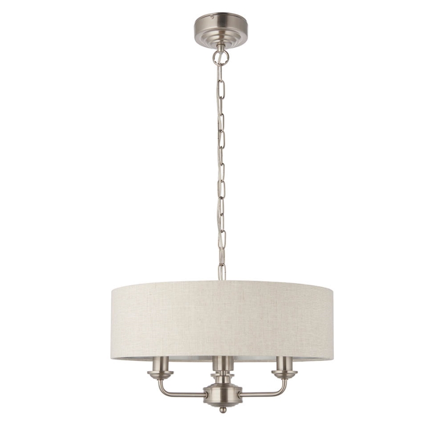 Endon 94361 - Lampadario a sospensione con catena HIGHCLERE 3xE14/40W/230V beige/cromo opaco