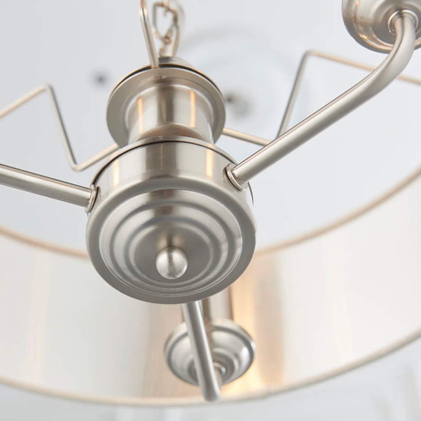 Endon 94361 - Lampadario a sospensione con catena HIGHCLERE 3xE14/40W/230V beige/cromo opaco