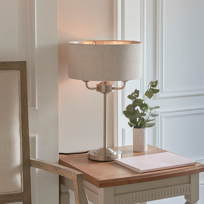 Endon 94369 - Lampada da tavolo HIGHCLERE 3xE14/18W/230V beige/cromo opaco