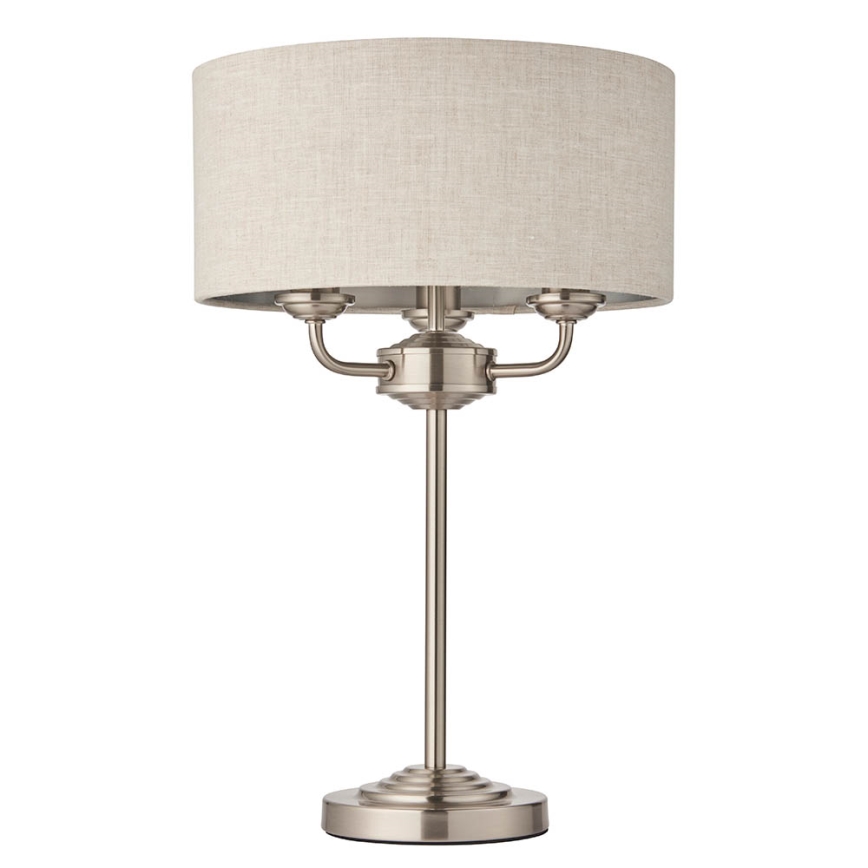 Endon 94369 - Lampada da tavolo HIGHCLERE 3xE14/18W/230V beige/cromo opaco