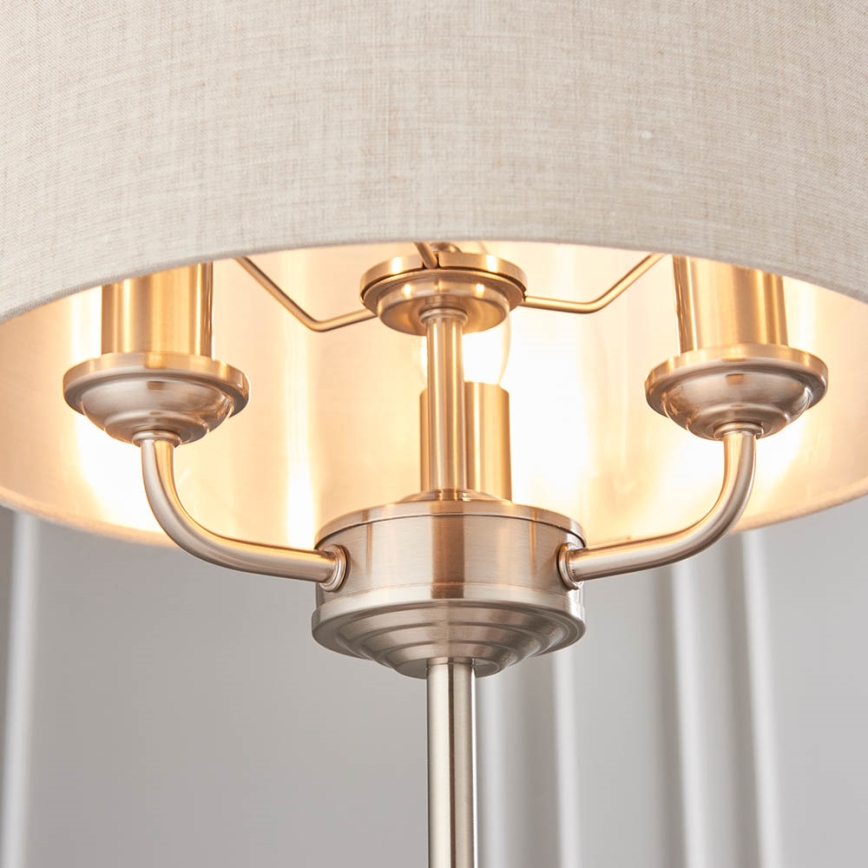 Endon 94369 - Lampada da tavolo HIGHCLERE 3xE14/18W/230V beige/cromo opaco
