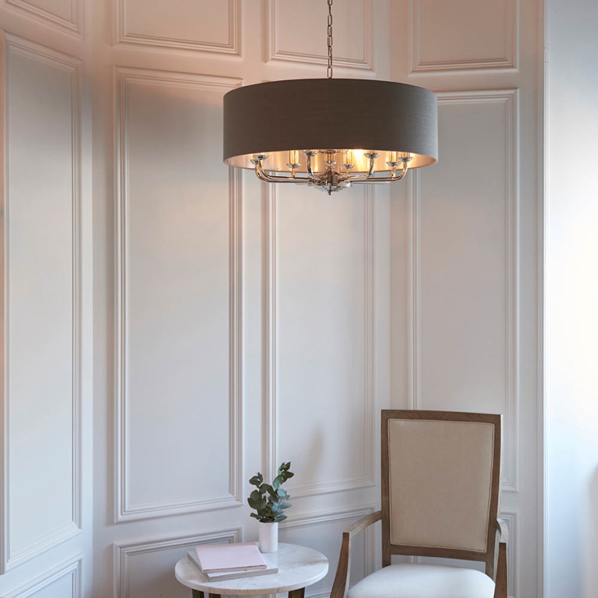 Endon 94373 - Lampadario a sospensione con catena HIGHCLERE 6xE14/40W/230V grigio/cromo lucido