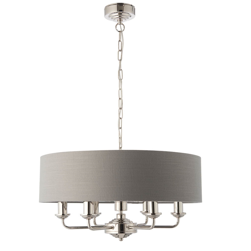 Endon 94373 - Lampadario a sospensione con catena HIGHCLERE 6xE14/40W/230V grigio/cromo lucido