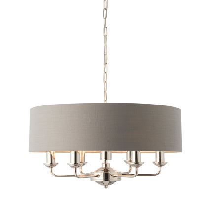 Endon 94373 - Lampadario a sospensione con catena HIGHCLERE 6xE14/40W/230V grigio/cromo lucido
