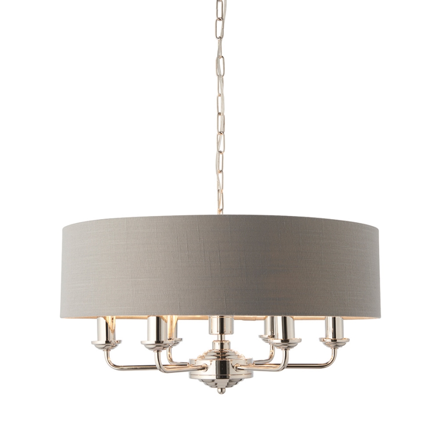 Endon 94373 - Lampadario a sospensione con catena HIGHCLERE 6xE14/40W/230V grigio/cromo lucido