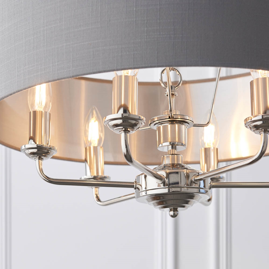 Endon 94373 - Lampadario a sospensione con catena HIGHCLERE 6xE14/40W/230V grigio/cromo lucido