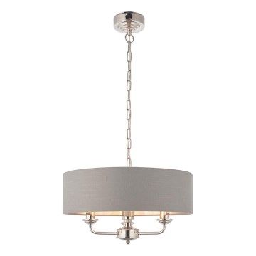 Endon 94377 - Lampadario a sospensione con catena HIGHCLERE 3xE14/40W/230V grigio/cromo lucido
