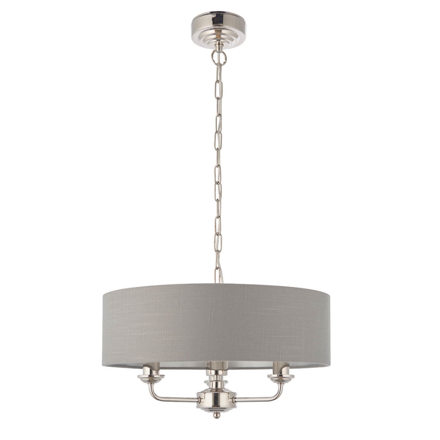 Endon 94377 - Lampadario a sospensione con catena HIGHCLERE 3xE14/40W/230V grigio/cromo lucido