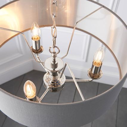 Endon 94377 - Lampadario a sospensione con catena HIGHCLERE 3xE14/40W/230V grigio/cromo lucido
