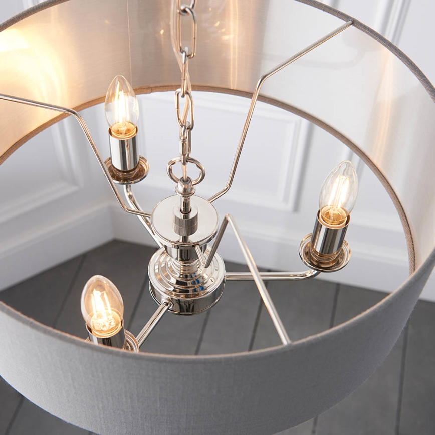 Endon 94377 - Lampadario a sospensione con catena HIGHCLERE 3xE14/40W/230V grigio/cromo lucido