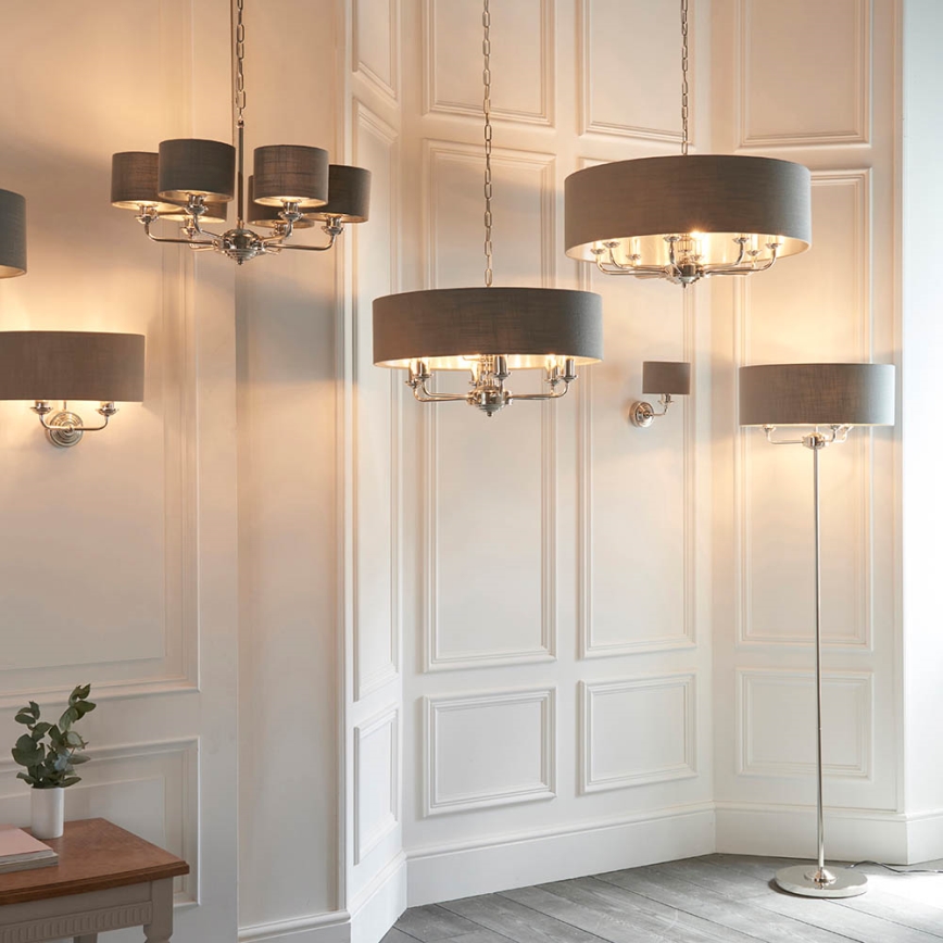 Endon 94378 - Lampada con piedistallo HIGHCLERE 1xE14/40W/230V grigio/cromo lucido