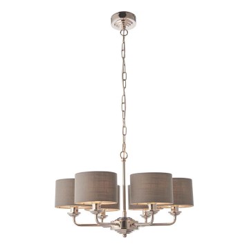 Endon 94381 - Lampadario a sospensione con catena HIGHCLERE 6xE14/28W/230V grigio/cromo lucido